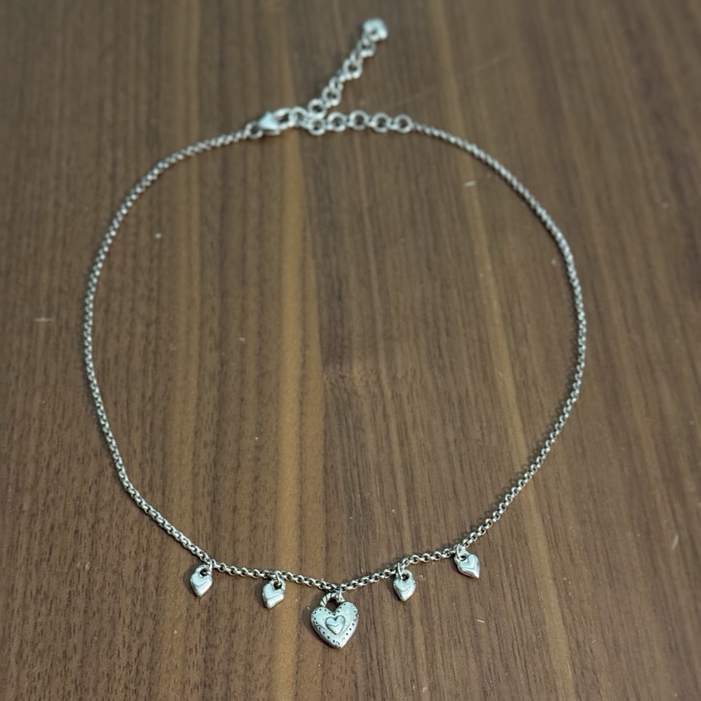 Brighton Delicate Dangling Hearts Reversible Necklace Silver Plated 18 In. #362